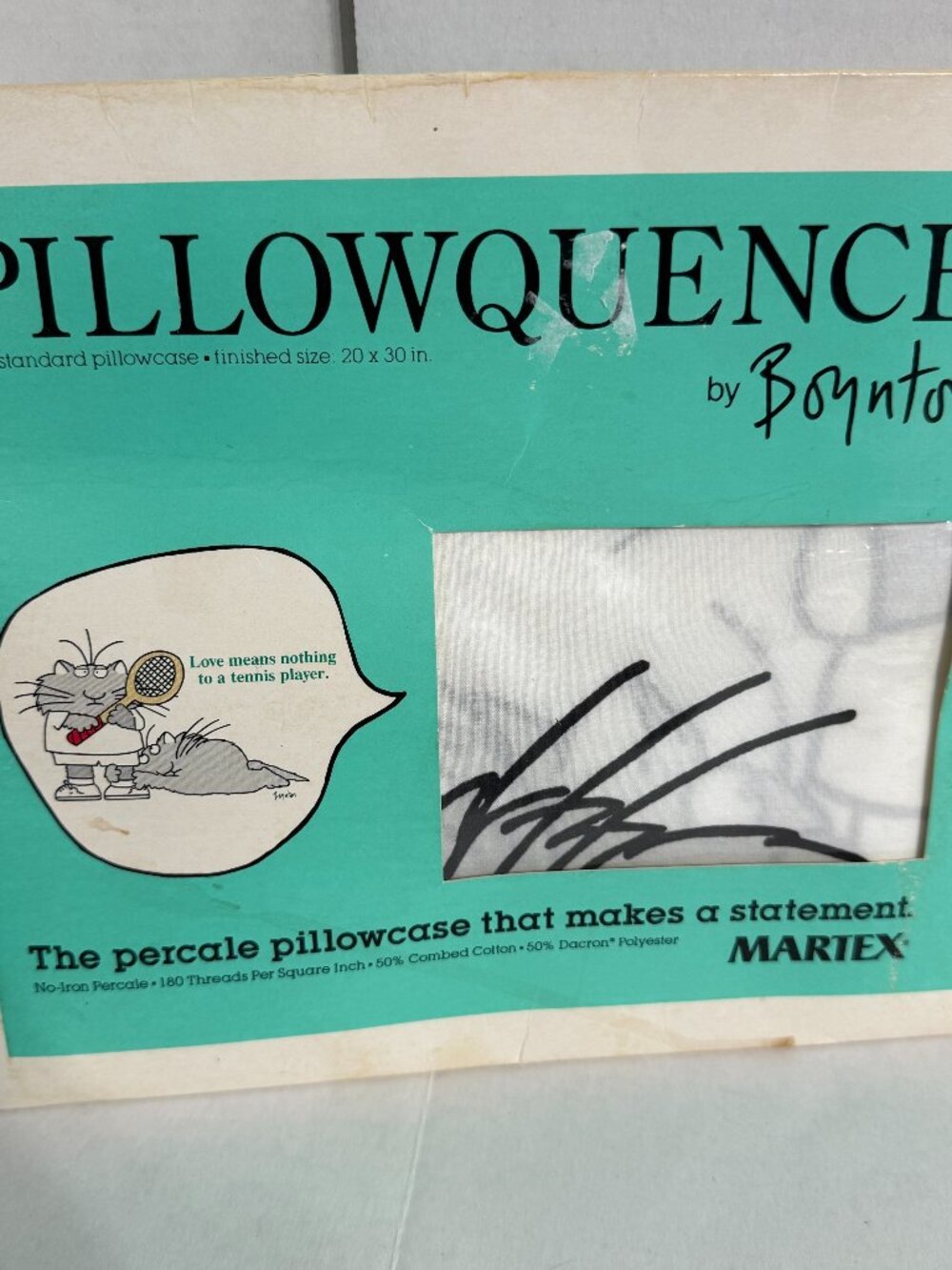 Sandra Boynton Pillowquence 1989 Pillowcase Love Means Nothing Tennis Player NEW